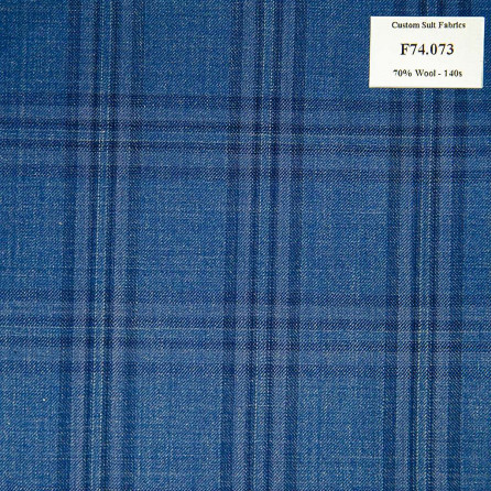 (HẾT HÀNG) F74.073 Kevinlli V6 - Vải Suit 70% Wool - Xanh Dương Caro